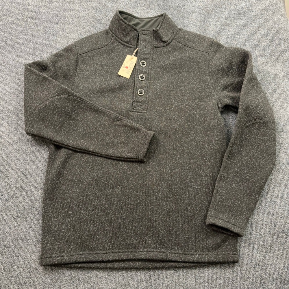 Redhead Pullover Sweatshirt Mens M Black Heather 1/4 Button Hunting Fisherman